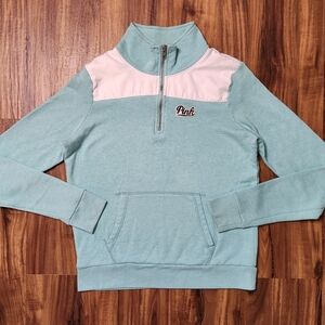 Victoria's Secret PINK Teal Logo Quarter Zip Size Small